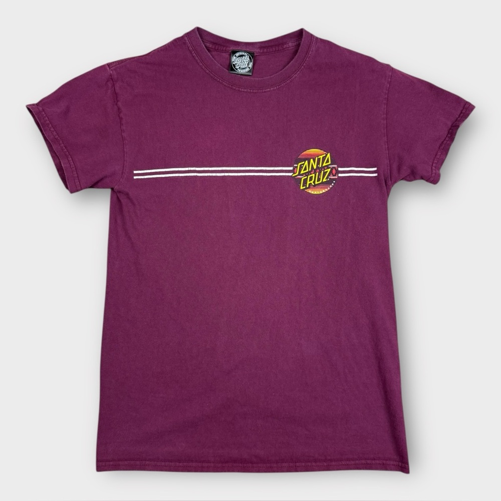 Santa Cruz Skateboards Mens Small Graphic T-Shirt Maroon Sunset Logo Cotton S